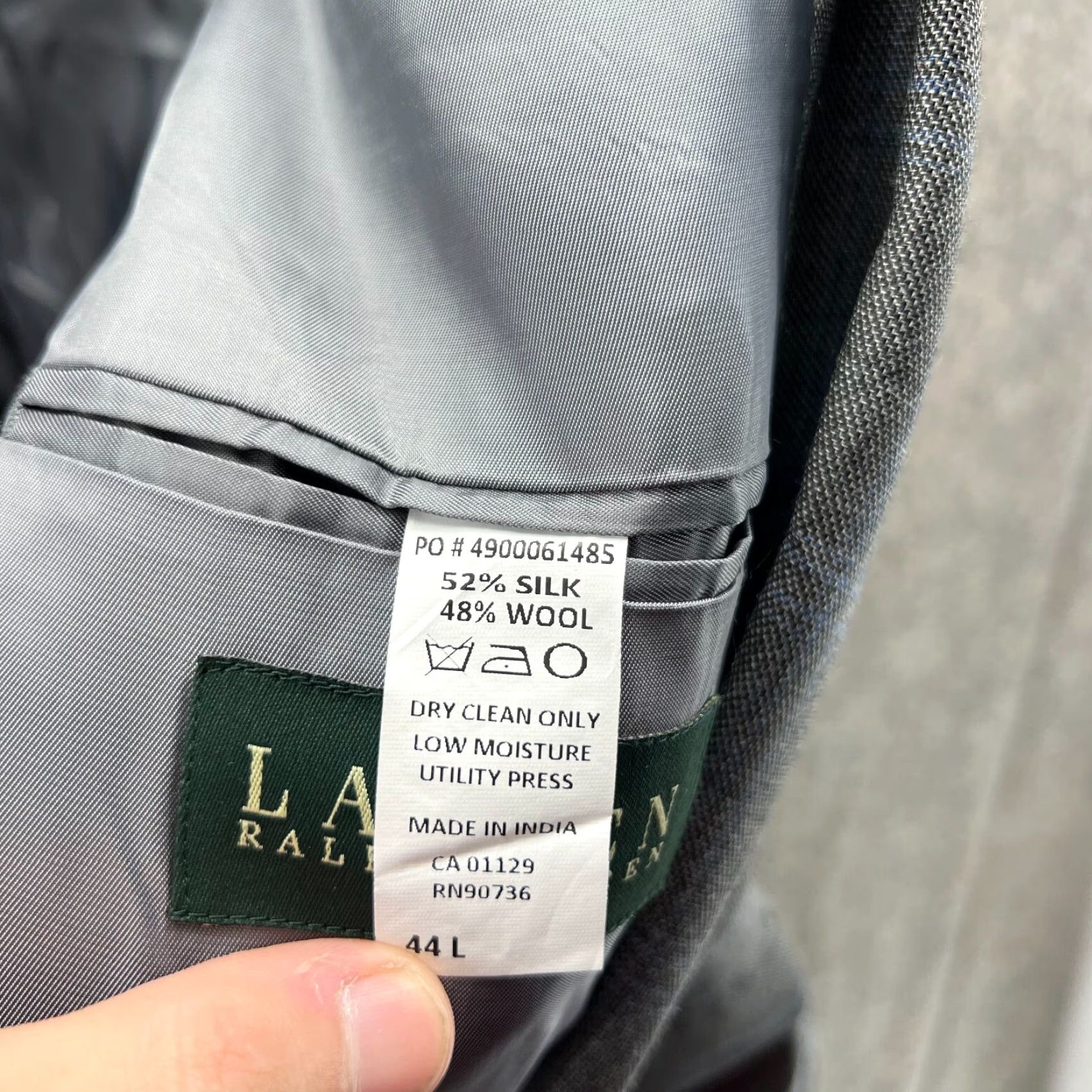 Ralph Lauren VINTAGE? No. Lauren Ralph Lauren Blazer Men 44L Gray Sport Coat Jacket Coat Silk Wool Plaid Size 44R - 4 Thumbnail