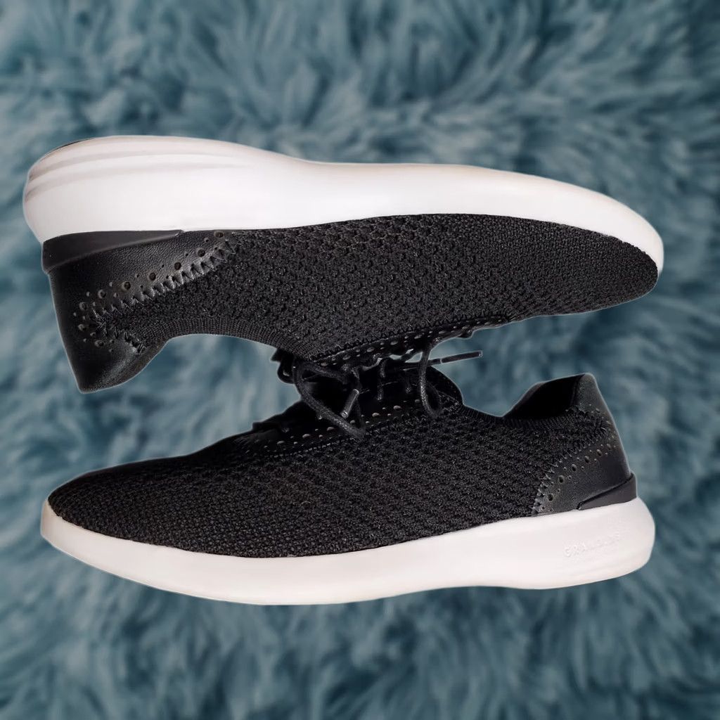 Cole Haan Cole Haan Grand OS Ella Knit Sneakers Womens US 9B Black White Lace Up W13480 Shoes Size US 9 / IT 39 - 1 Thumbnail