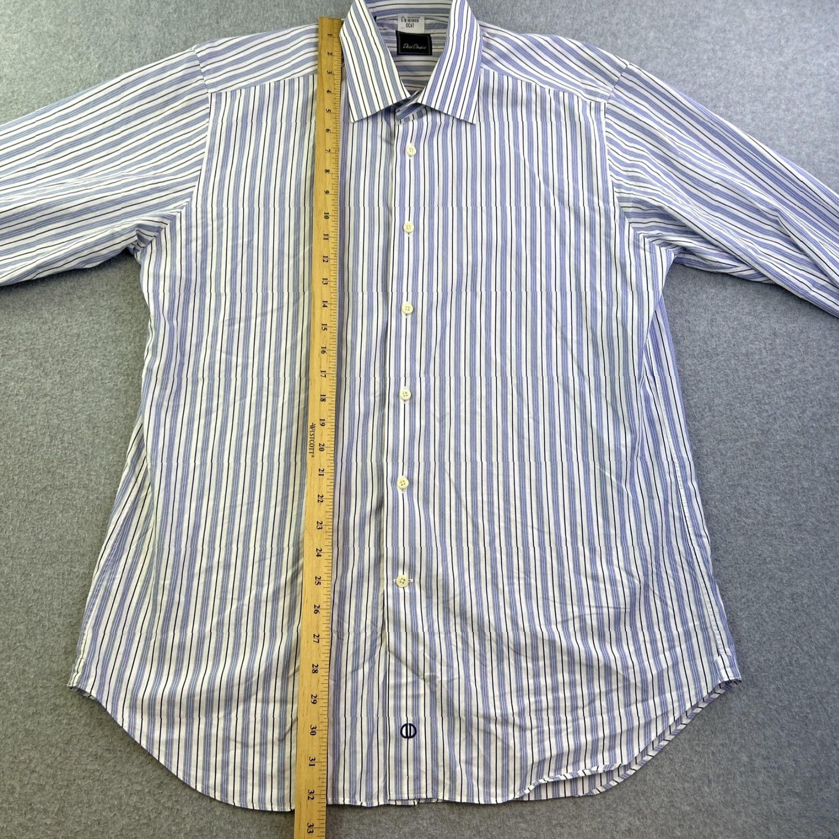 David Donahue David Donahue Dress Shirt Mens 16 Blue White Striped Long Sleeve Button Up Adult Size 42R - 3 Thumbnail