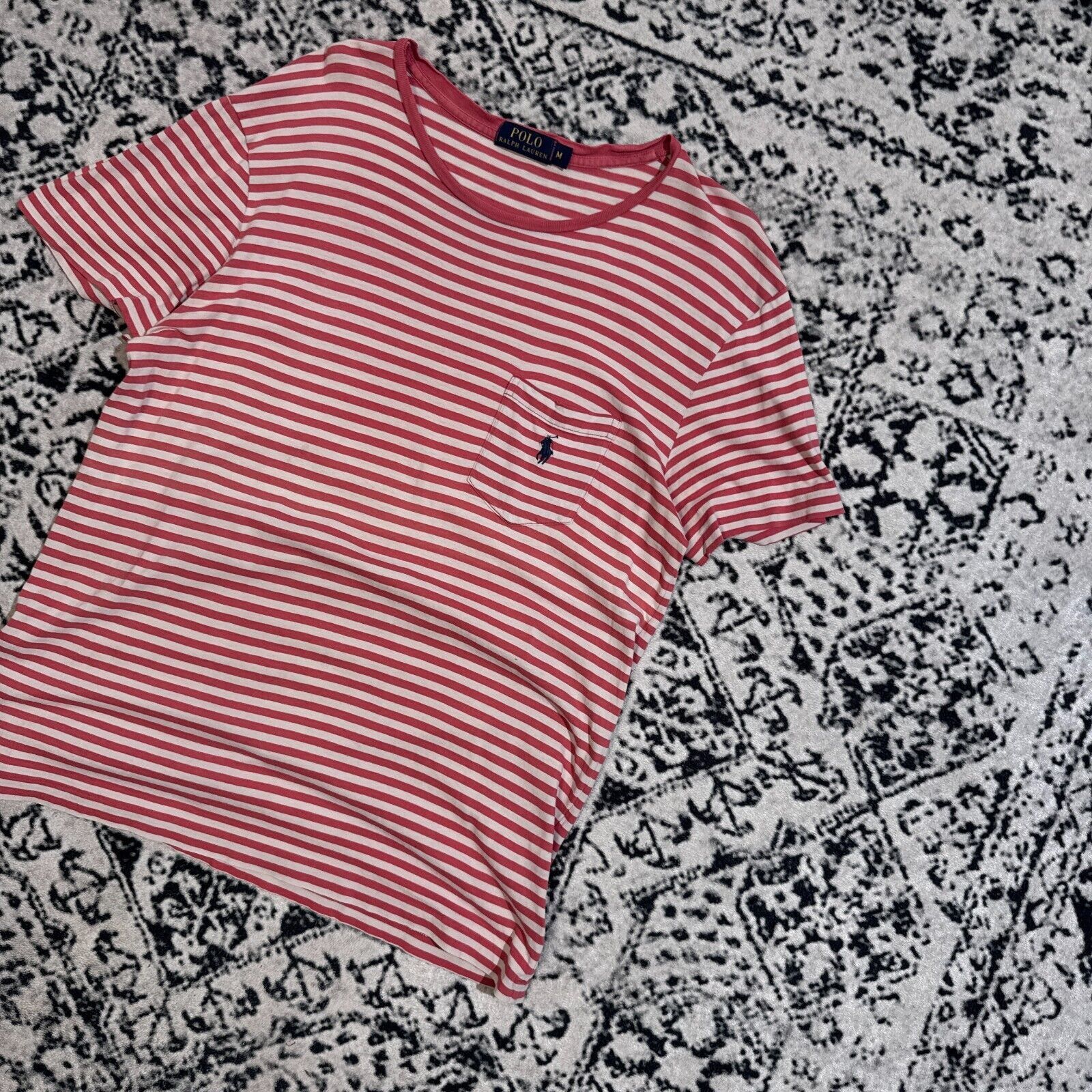Ralph Lauren × Vintage Vintage Ralph Lauren Red White Striped Cotton T-Shirt Size M Size US M / EU 48-50 / 2 - 2 Thumbnail