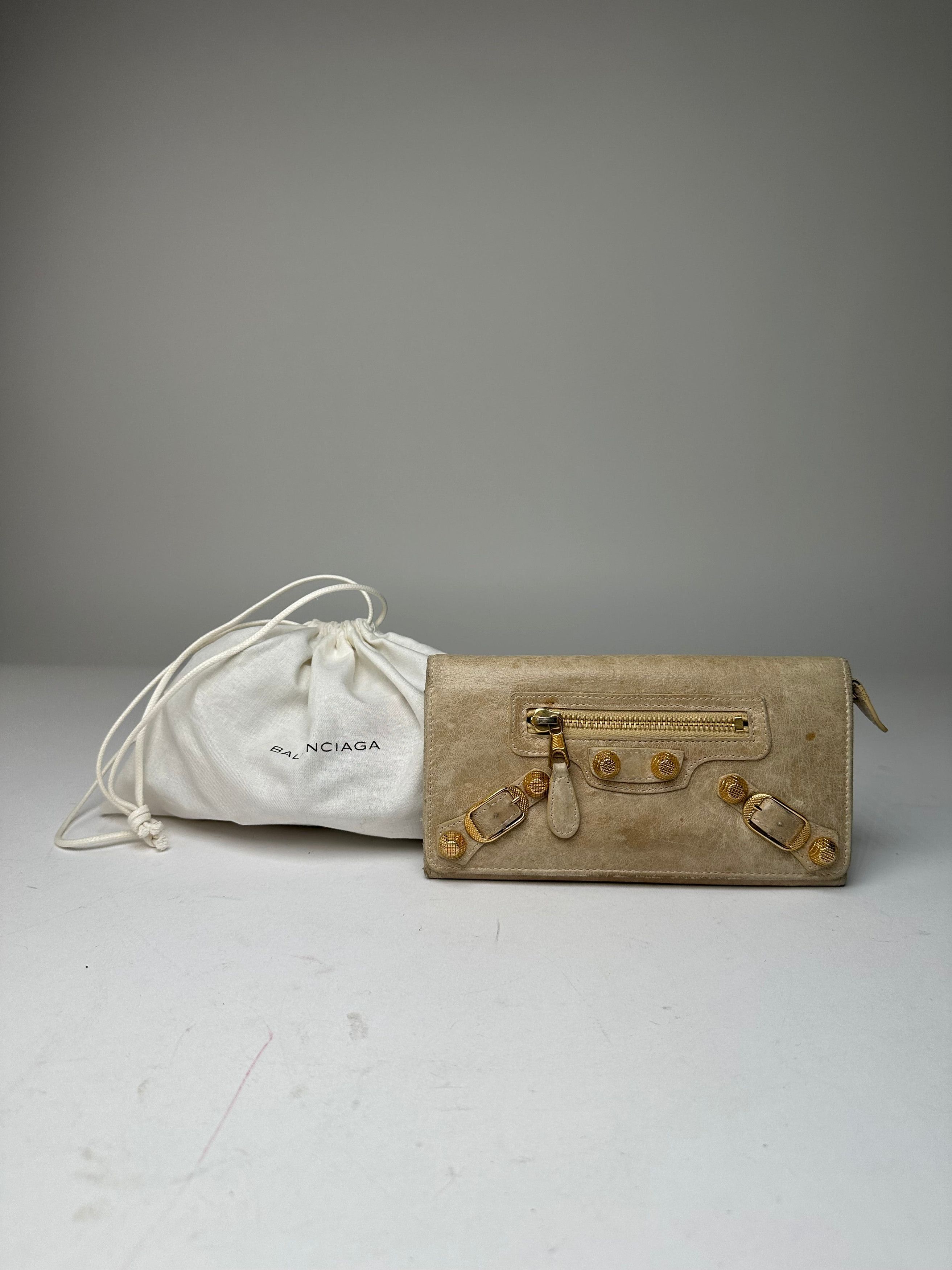 Balenciaga Vintage City Leather Long Wallet Beige Size ONE SIZE - 1 Thumbnail
