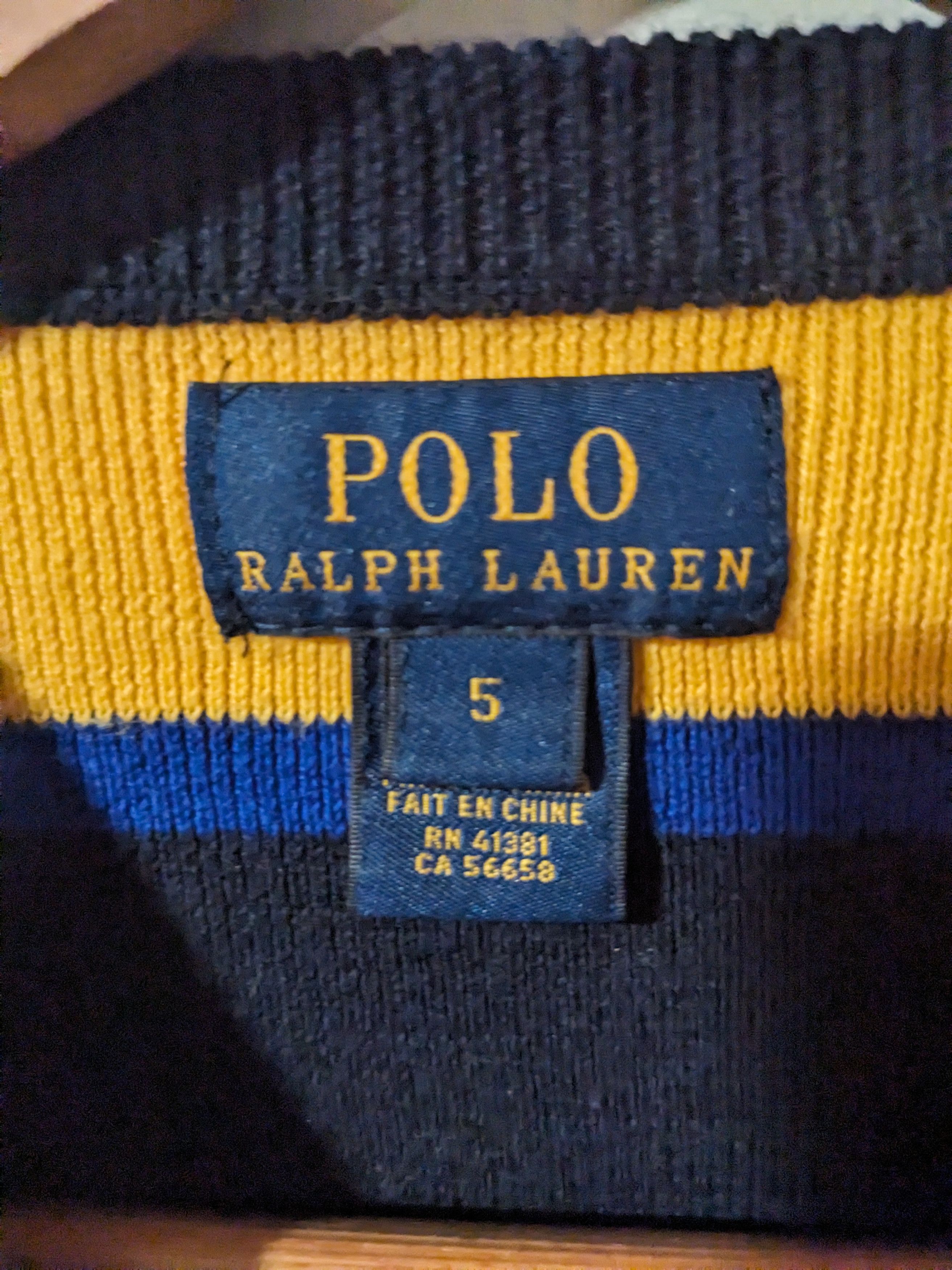 Polo Ralph Lauren × Vintage Polo Ralph Lauren Yellow Blue Size 5 Stripe Sweatshirt Size US S / EU 44-46 / 1 - 3 Thumbnail