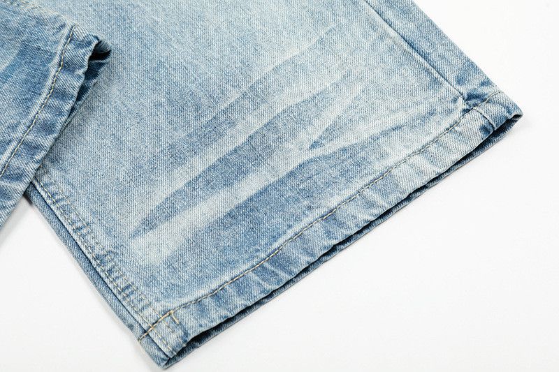 Jean Washed distressed men's retro loose straight leg jeans Size US 32 / EU 48 - 5 Thumbnail