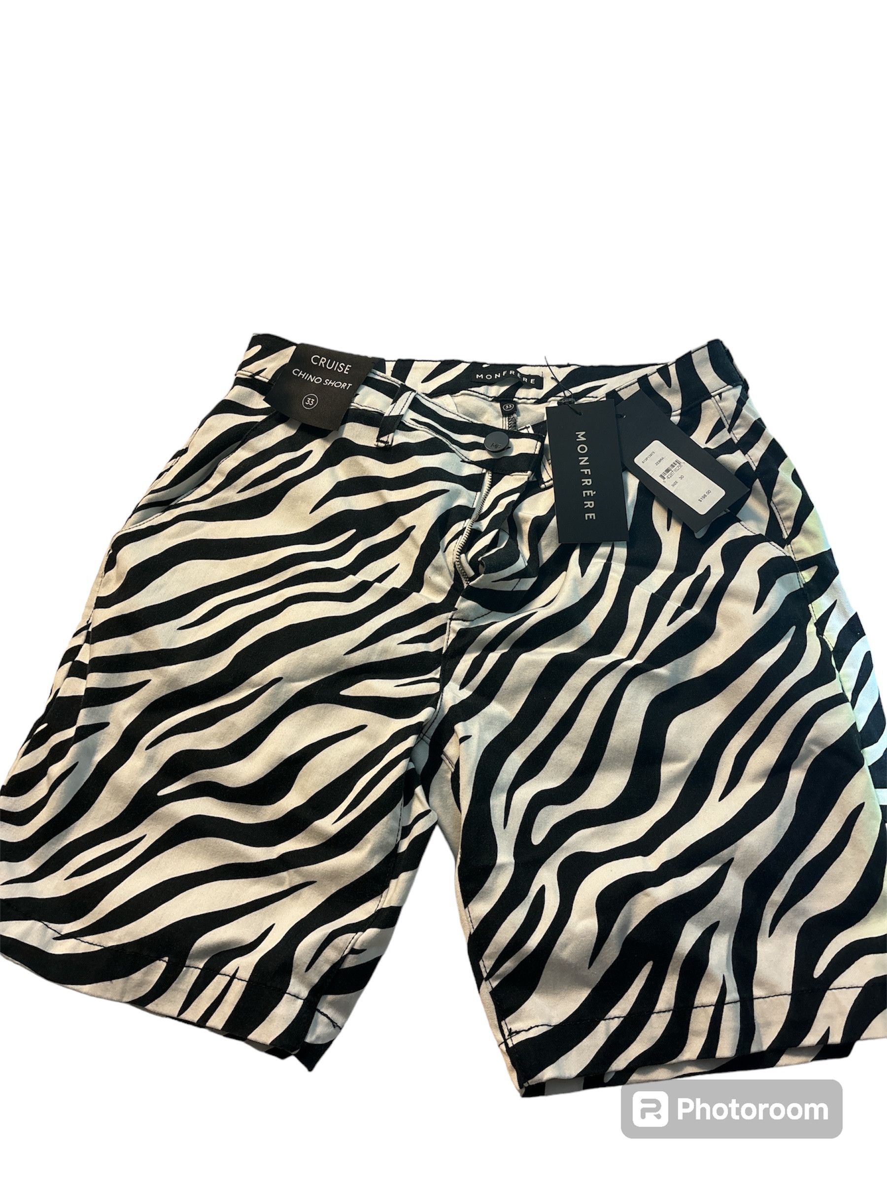 MONFRERE MONFRERE Men's Cruise Zebra-Print Twill Shorts Size US 33 - 3 Thumbnail