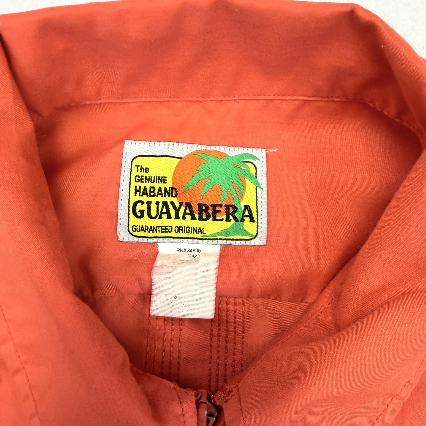 Haband Haband Guayabera Shirt Mens 3XL Orange Embroidered Zip Front Short Sleeve Cuban Size US XXL / EU 58 / 5 - 4 Thumbnail