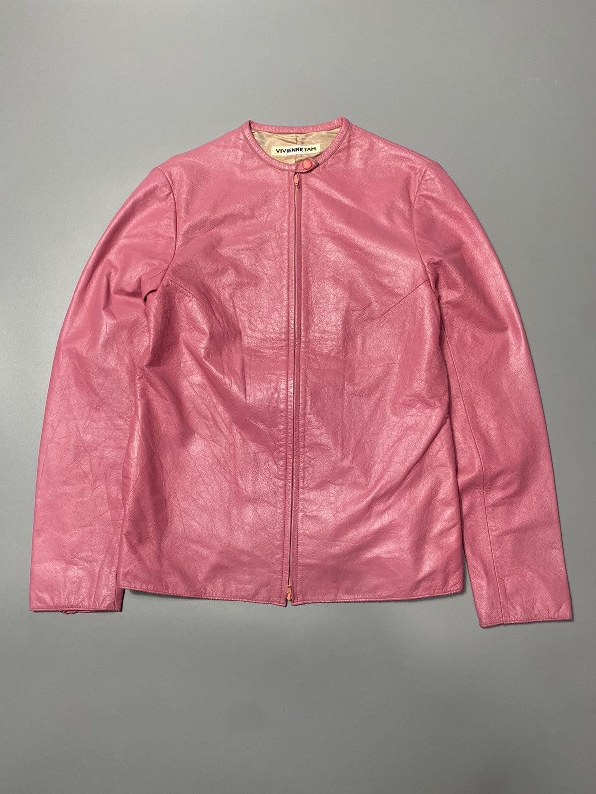 image of 90's Vivienne Tam Leather Jacket in Pink, Women's (Size Small)