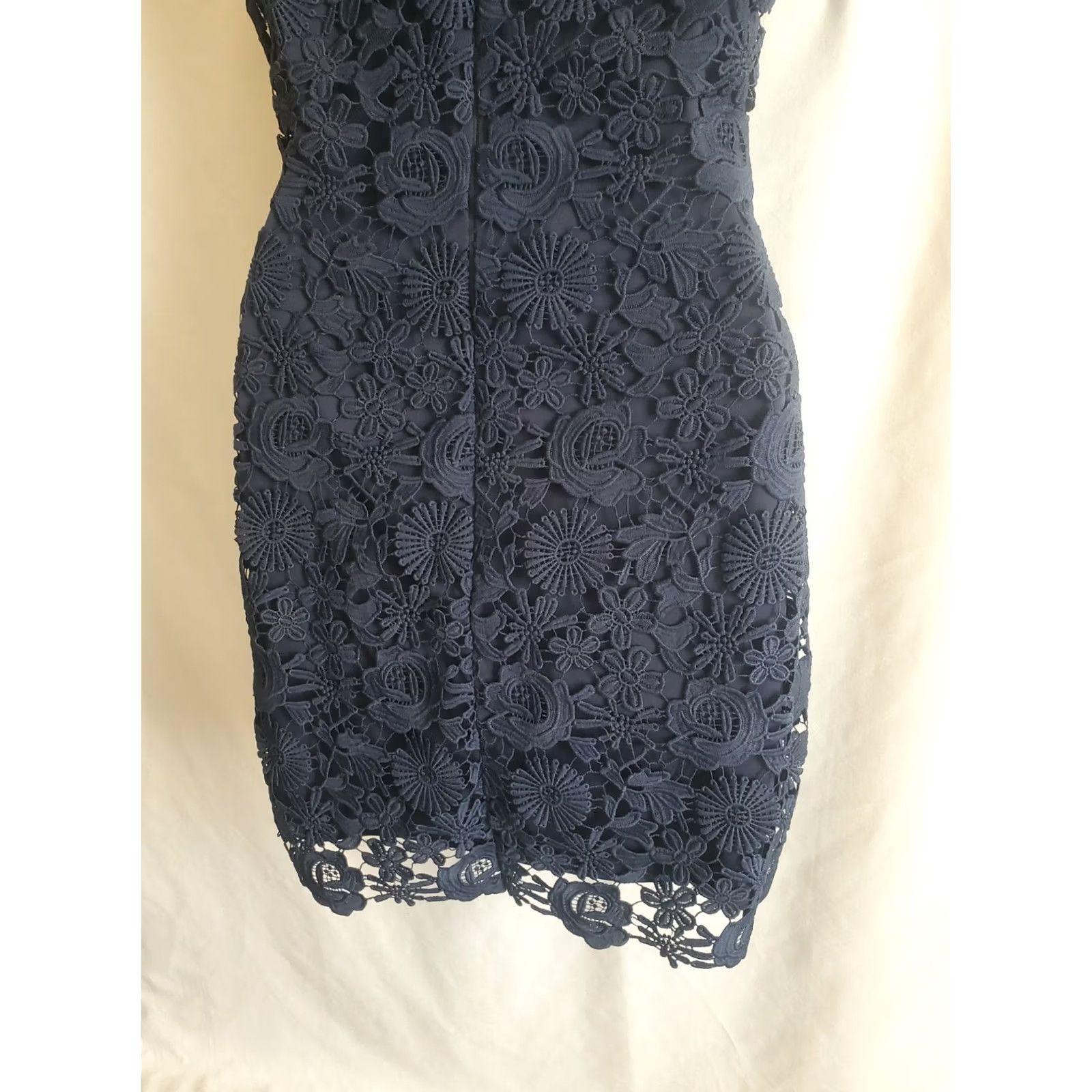Lulus Lulus Womens Navy Blue Lace Halter Bodycon Dress S Small Sleeveless Zip Short Mini Party Wedding Size S / US 4 / IT 40 - 6 Thumbnail