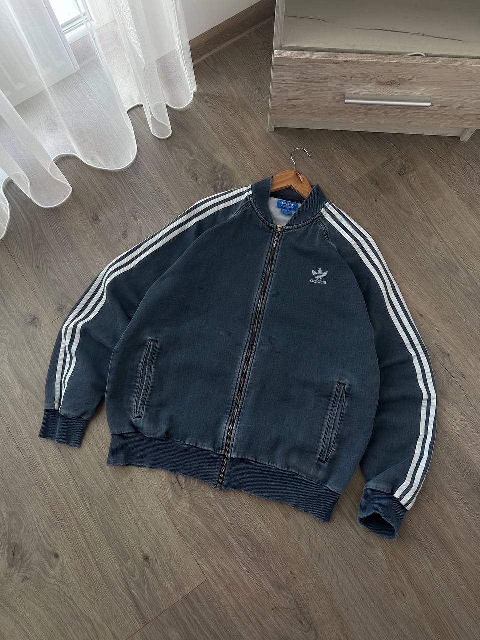Adidas × Vintage Vintage Adidas Distressed Faded Blue Zip Hoodie Size US XL / EU 56 / 4 - 6 Thumbnail