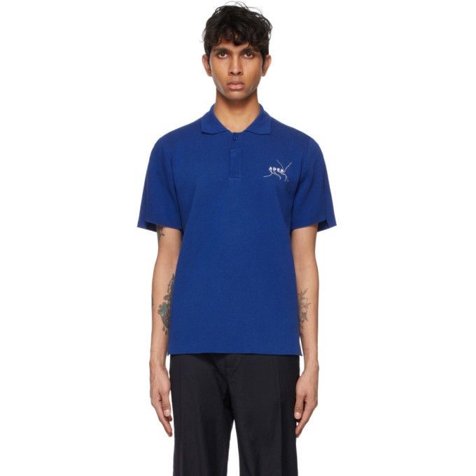 Ader Error blue needle short sleeve polo