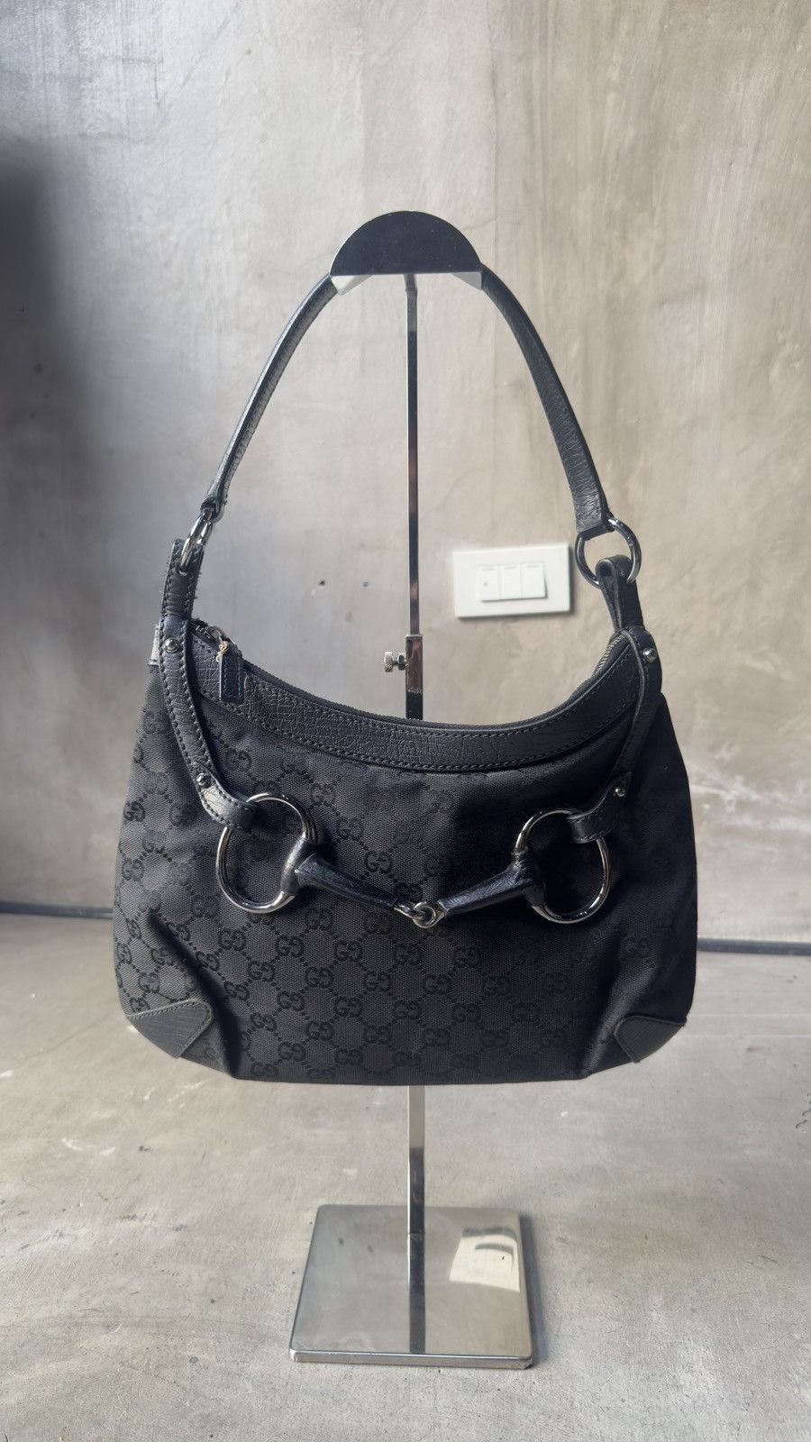 Gucci Gucci Black GG Canvas Horsebit Hobo Bag Size ONE SIZE - 2 Thumbnail