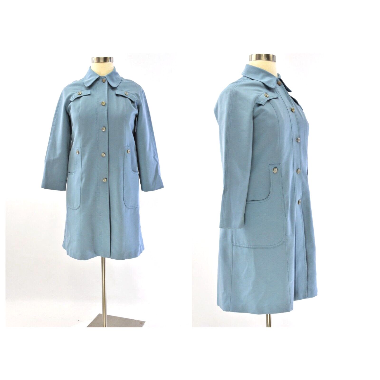 image of 70's Vintage Dusty Blue Flap Pocket Rain Jacket Womens L Forecaster Of Boston in White (Size XL)