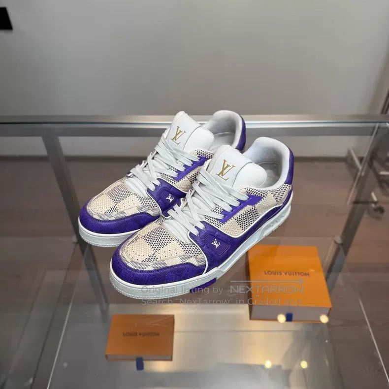 Louis Vuitton Louis Vuitton Trainer White and Purple Checker shoes Size US 8.5 / EU 41-42 - 1 Thumbnail