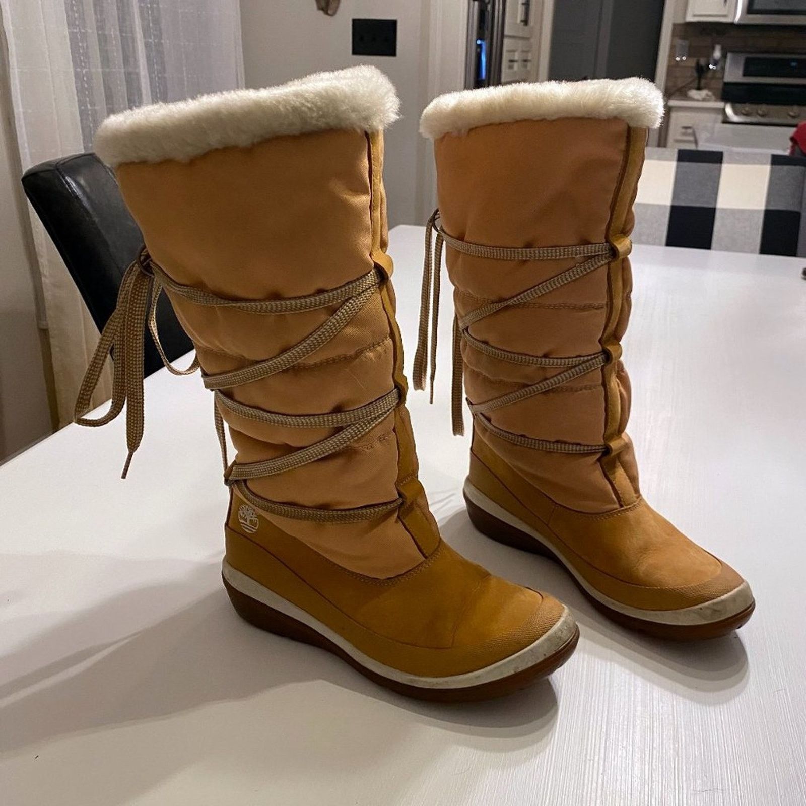 Timberland Shearling Lined Winter Boots Mid Calf Cozy Size