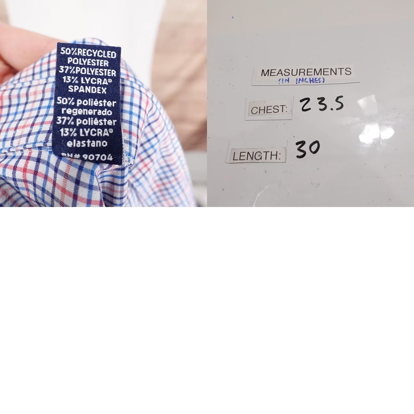 Lands' End Lands' End Dress Shirt Blue Check Regular Fit Long Sleeve Button Front 16-16.5 34/35 Mens Large MultiColor Casual Business Regular Mens Size 42R - 8 Thumbnail