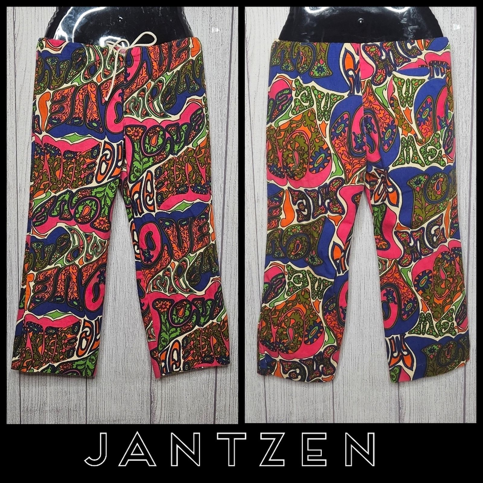 Amazing Psychedelic VTG 1960s Jantzen LOVE ME Cropped Pants
