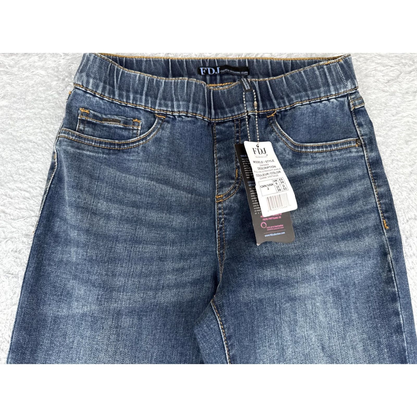 Denime FDJ French Dressing Jeans Womens 2 Blue Elastic Waist Slim Stretch Denim Pull On Size 26" / US 2 / IT 38 - 4 Thumbnail