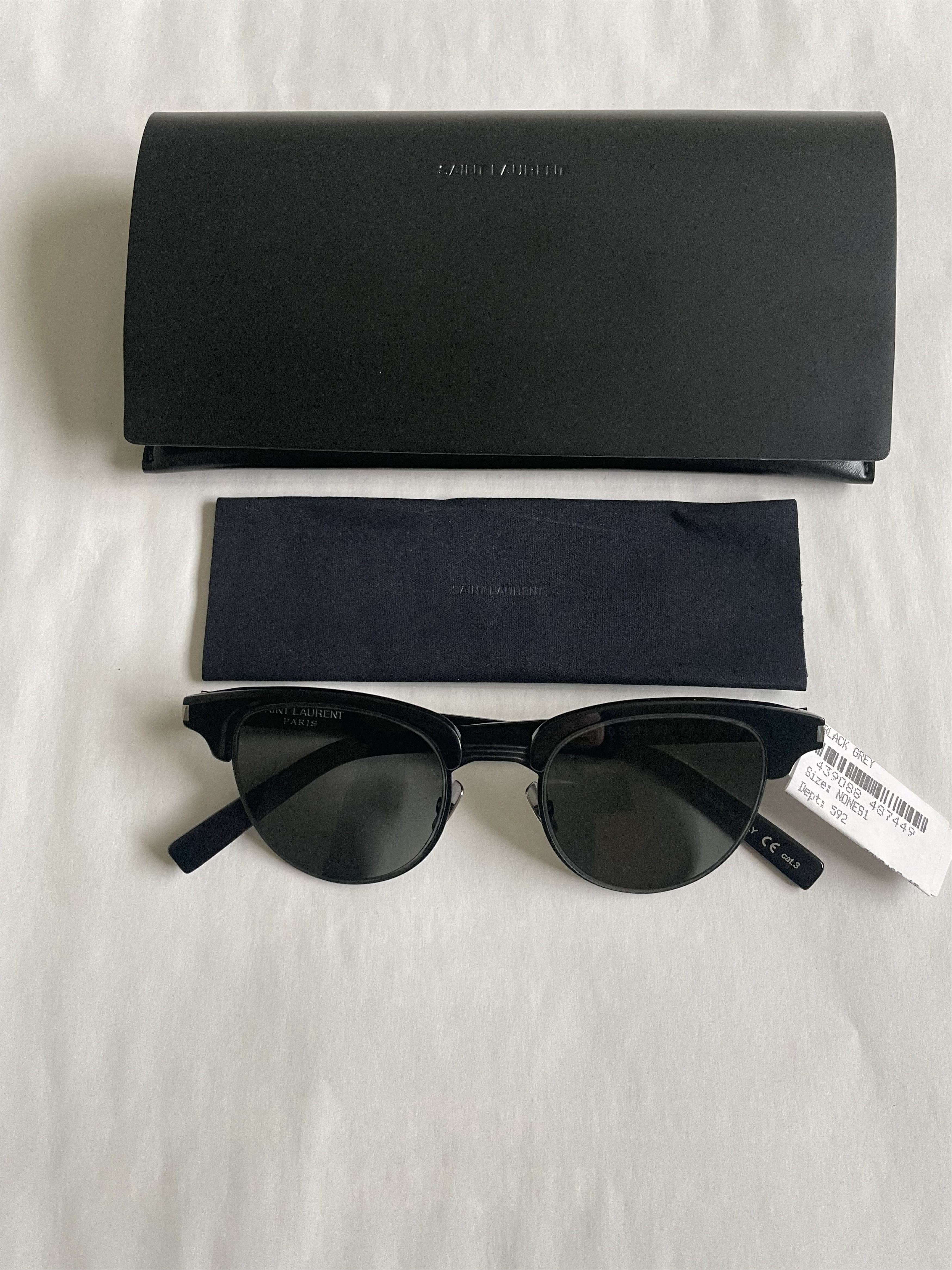 Yves Saint Laurent Yves Saint Laurent - YSL SL 160 001 SLIM Sunglasses Black Size ONE SIZE - 3 Thumbnail