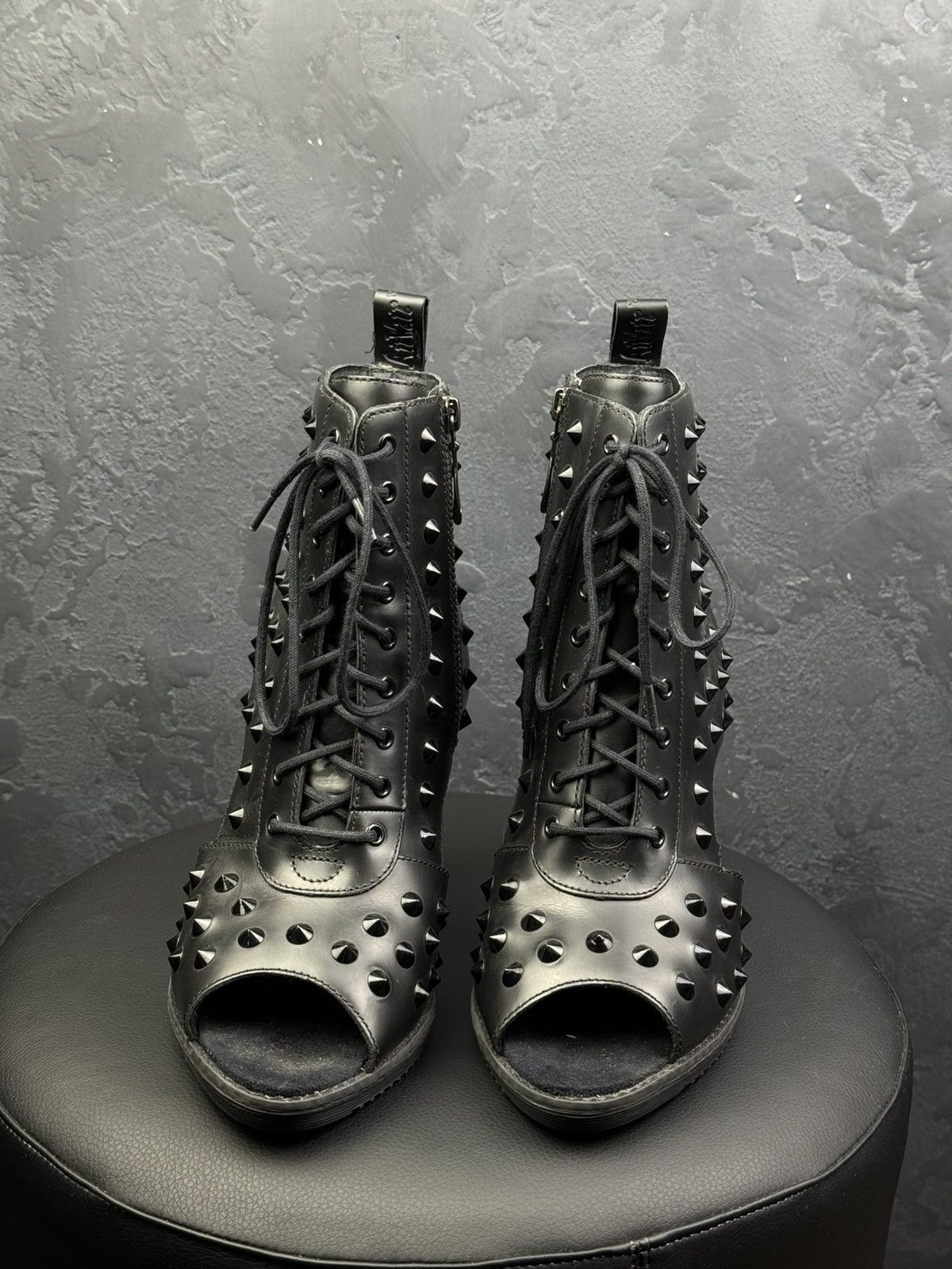 Dr. Martens Dr Martens Yasmin Black Studded Open Toe Lace Up Heels Size US 11 / IT 41 - 5 Thumbnail