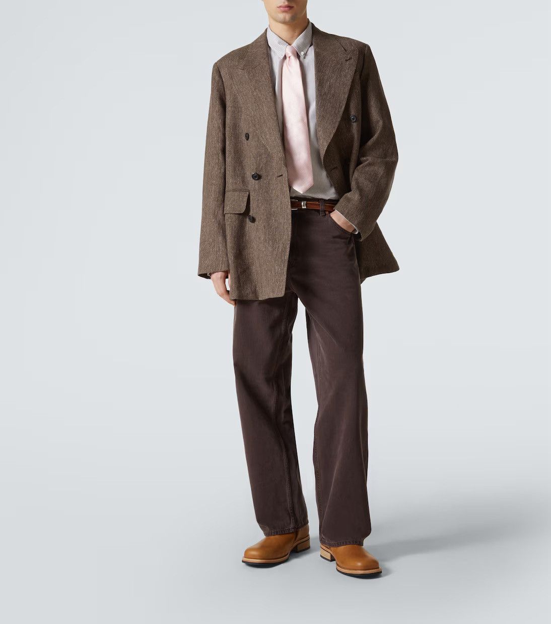 Our Legacy Our Legacy Sharp DB Blazer - Tobacco Delave Linen Size 50R - 6 Thumbnail