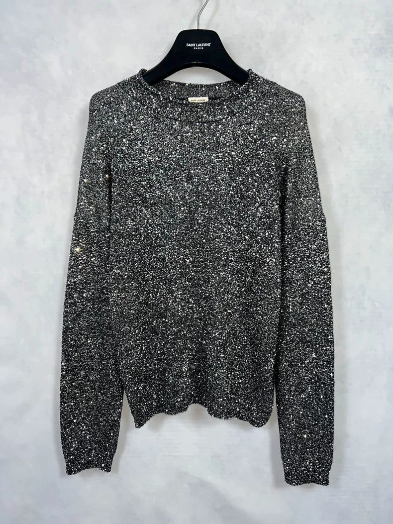 Saint Laurent Paris Saint Laurent Silver Starry Sequin Sweater Size US L / EU 52-54 / 3 - 1 Thumbnail