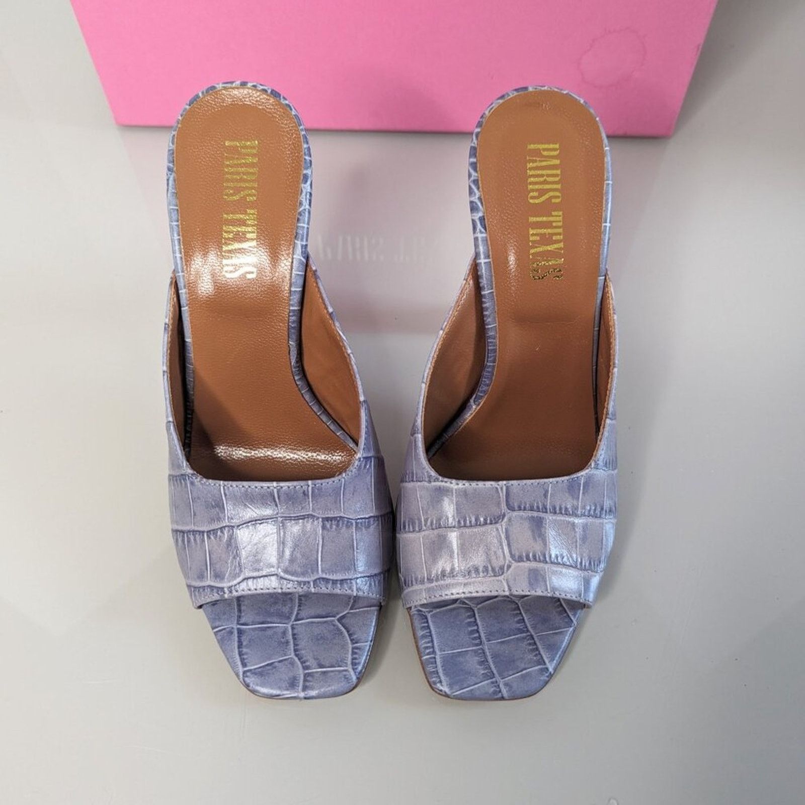 Paris Texas Paris Texas Lavender Moc Croc Square Toe Mule Sandals 36 Size US 6 / IT 36 - 2 Thumbnail