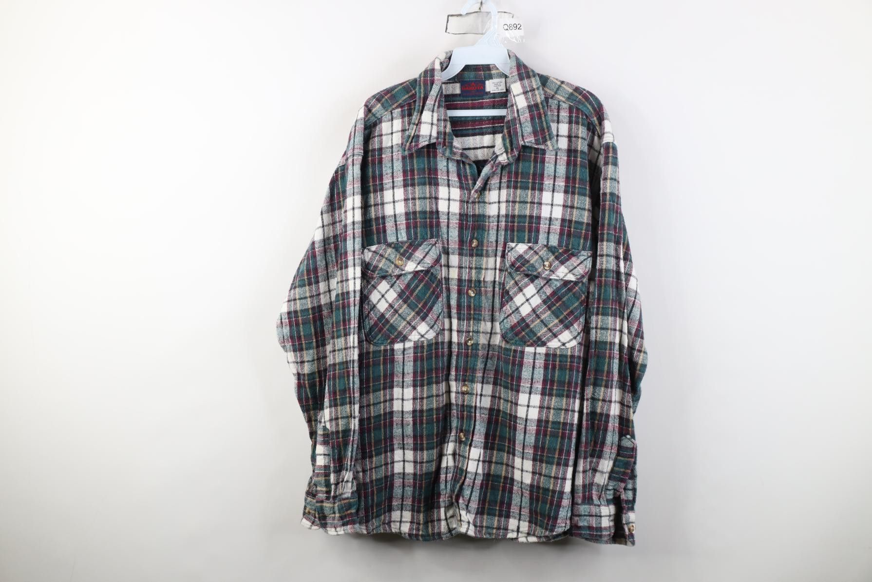Vintage Vintage 90s Streetwear Heavyweight Button Shirt Plaid Cotton Size US XL / EU 56 / 4 - 1 Thumbnail