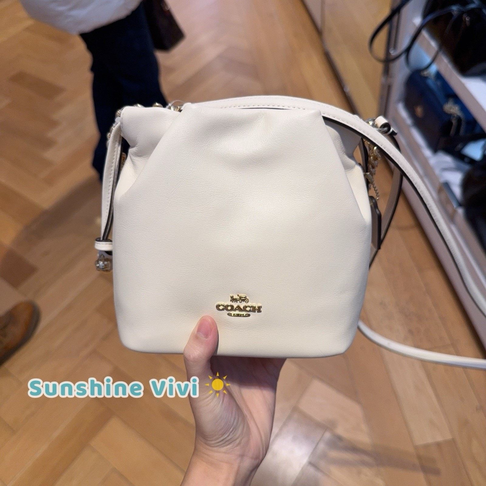 Coach NWT Coach Faye Mini Drawstring Bag Ruching CDB67 Gold/Chalk Size ONE SIZE - 1 Thumbnail