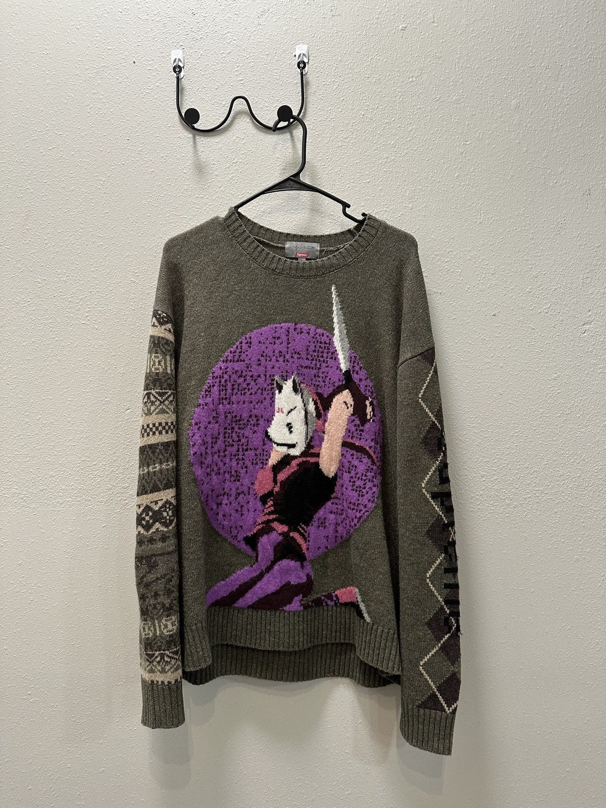 image of Supreme x Yohji Yamamoto Fw22 Tekken Sweater in Olive, Men's (Size Large)
