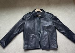 Perry Ellis Jacket, Vintage 90s Black Leather Jacket, Large Men