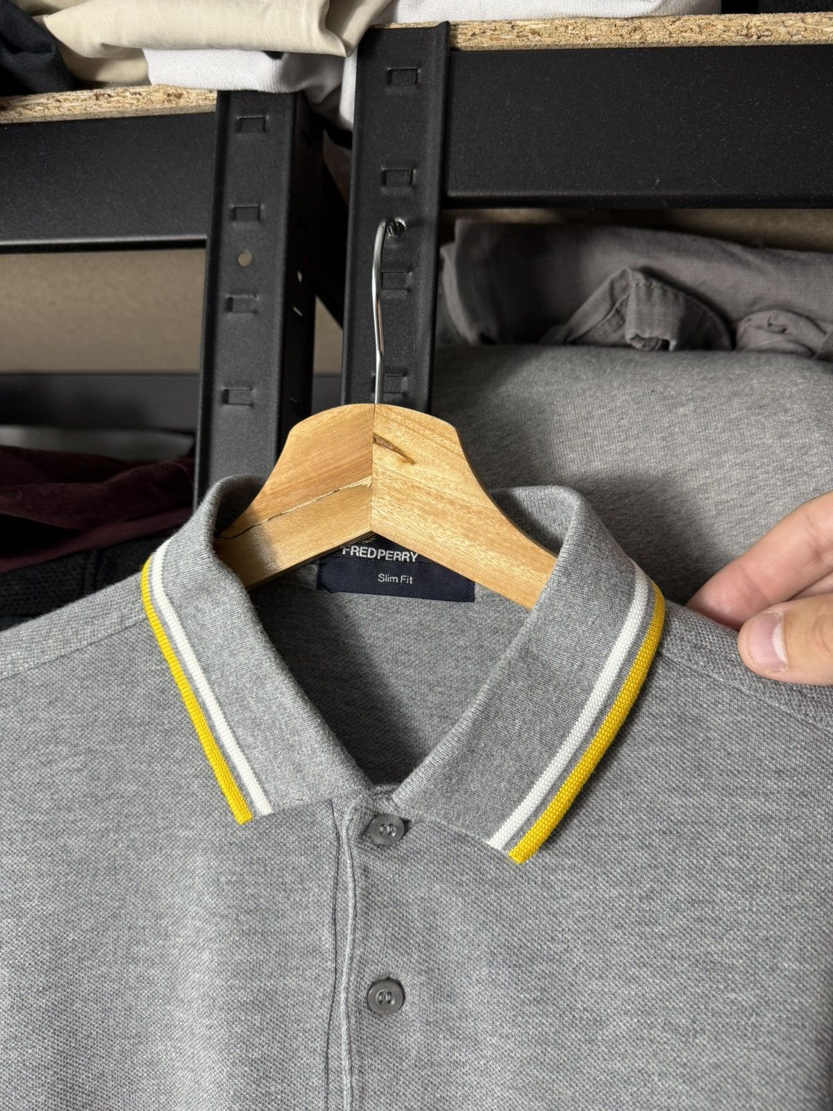 Fred Perry Fred Perry Twin Tipped Polo Shirt Grey Yellow Slim Fit Size US S / EU 44-46 / 1 - 6 Thumbnail