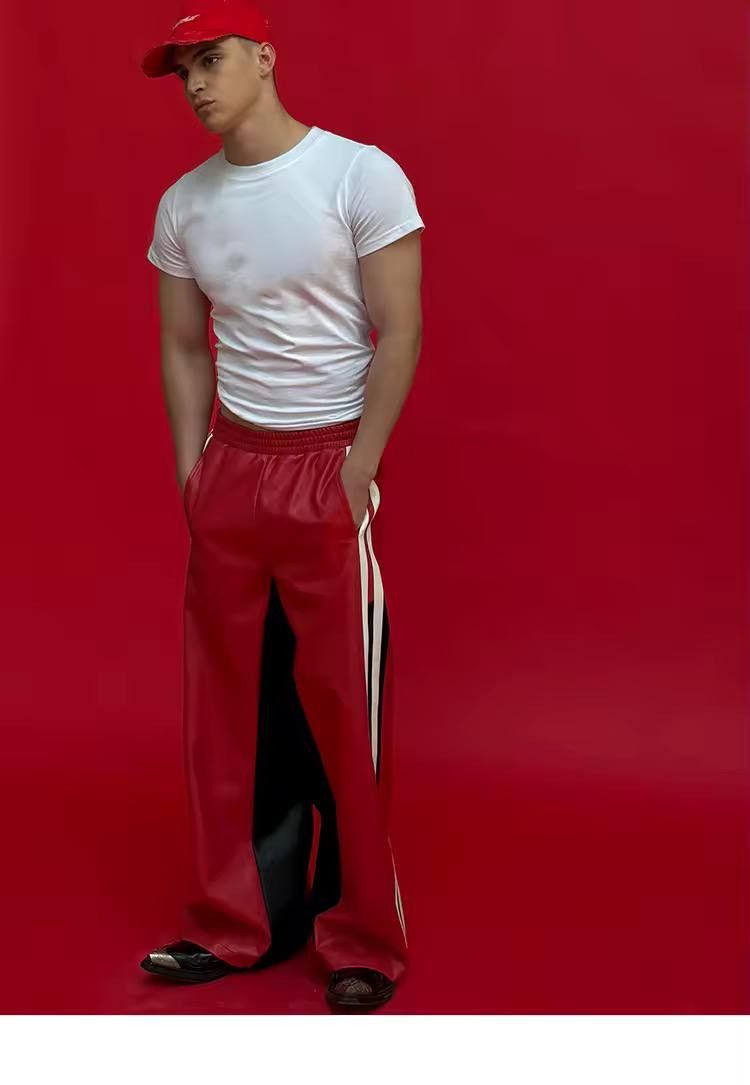 Japanese Brand × Vintage leather wide pants with an elastic waist. Size US 36 / EU 52 - 3 Thumbnail