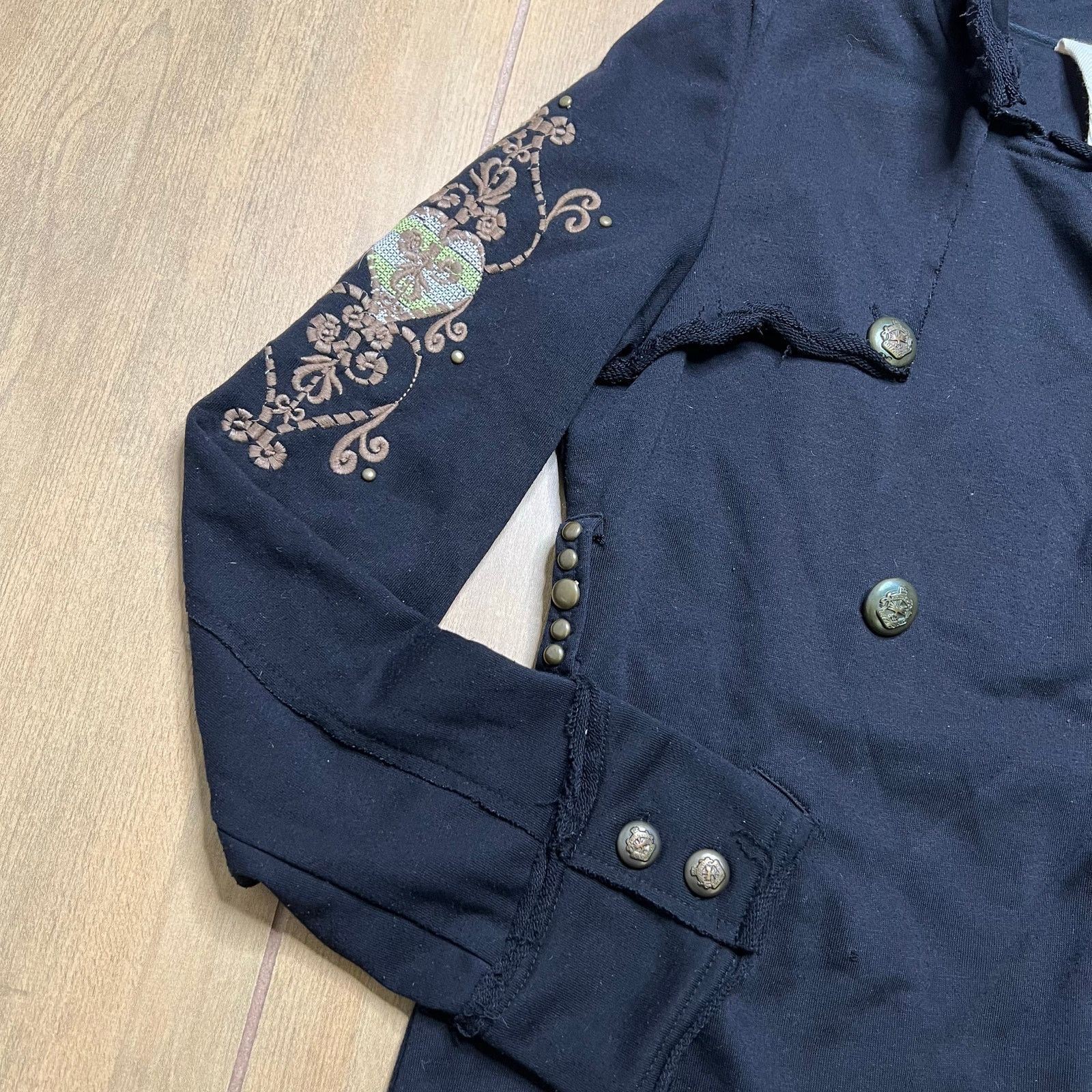 Vintage RAG COUTURE Jacket Womens M Black Embroidered Studded Y2K Size M / US 6-8 / IT 42-44 - 9 Thumbnail