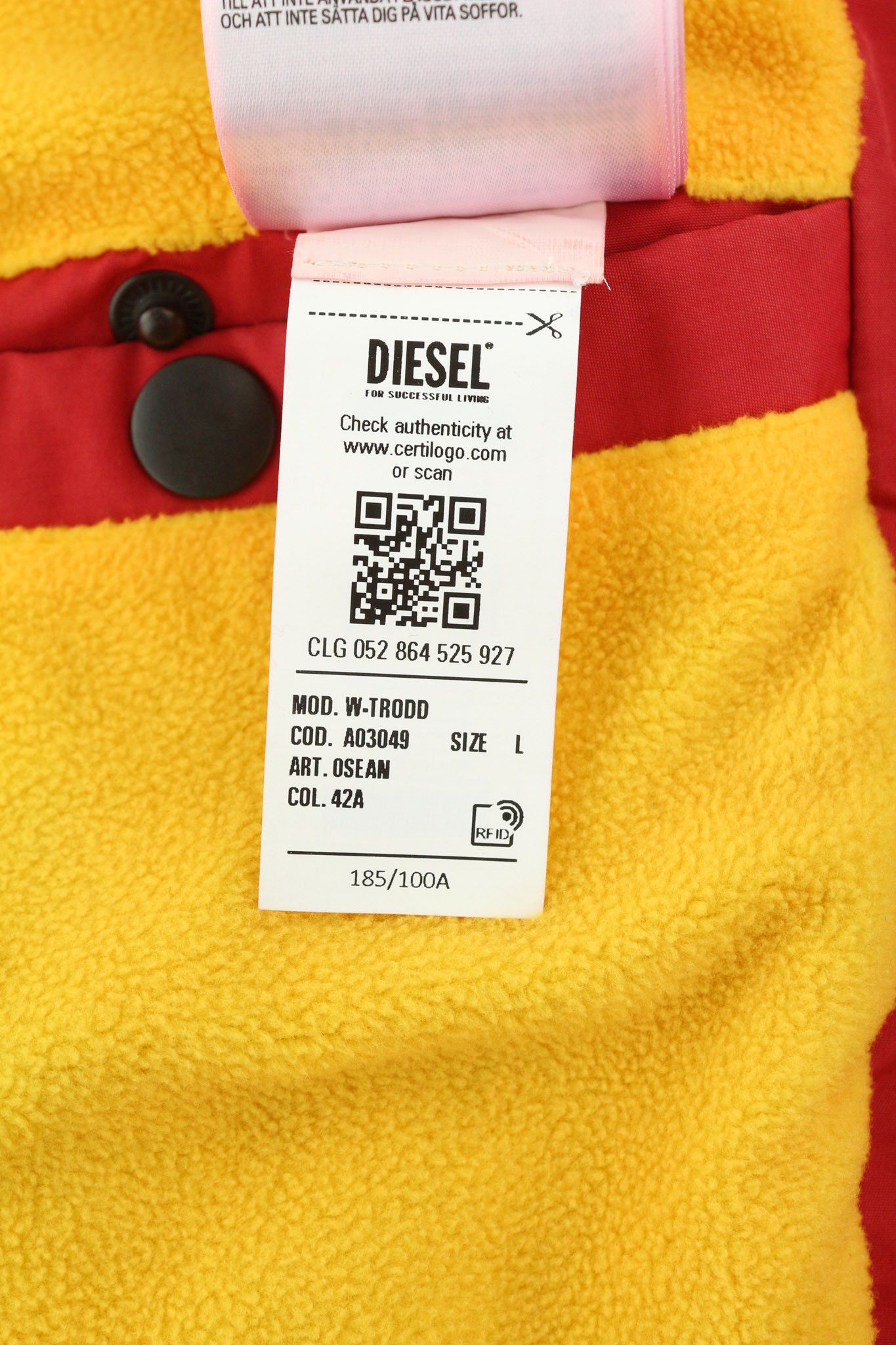 Diesel W-TRODD L Oversized Fleece Lined Hooded Zip Jacket 40056 Size US L / EU 52-54 / 3 - 15 Thumbnail