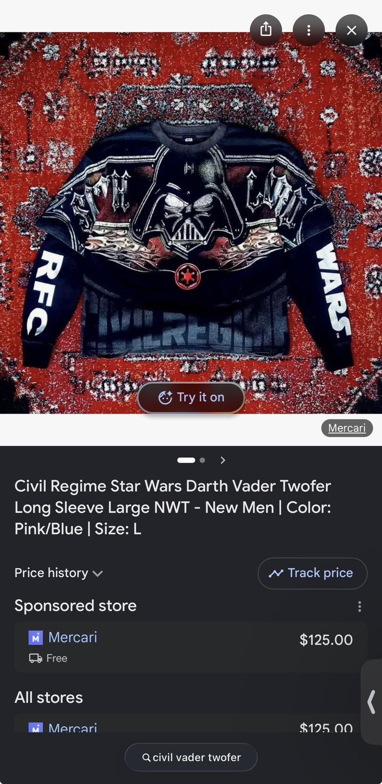 Civil Regime Civil Regime x Star wars Distressed twofer Vader Size US L / EU 52-54 / 3 - 6 Thumbnail