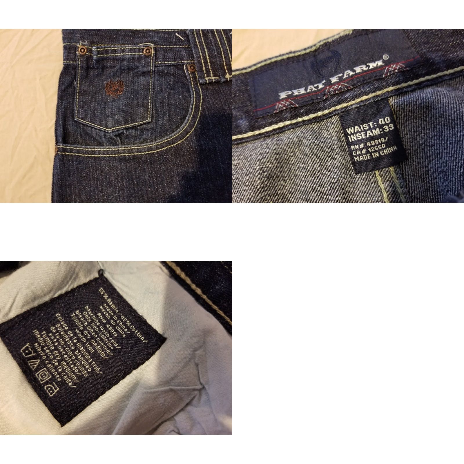 Phat Farm VINTAGE Phat Farm Jeans Mens 40x33 40x32 Blue Denim 5-Pocket 90s Hip Hop Straight Baggy Relaxed Nile? Size US 40 / EU 56 - 8 Thumbnail