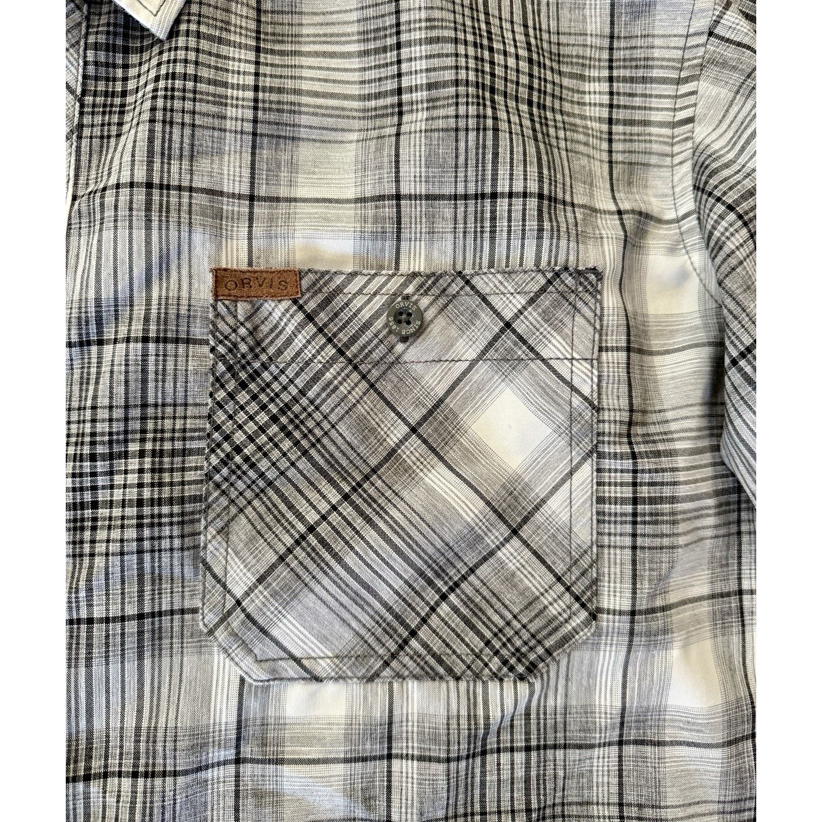 Orvis Orvis Men’s XXL Button Down SS Gray & White Plaid Shirt Size US XL / EU 56 / 4 - 2 Thumbnail