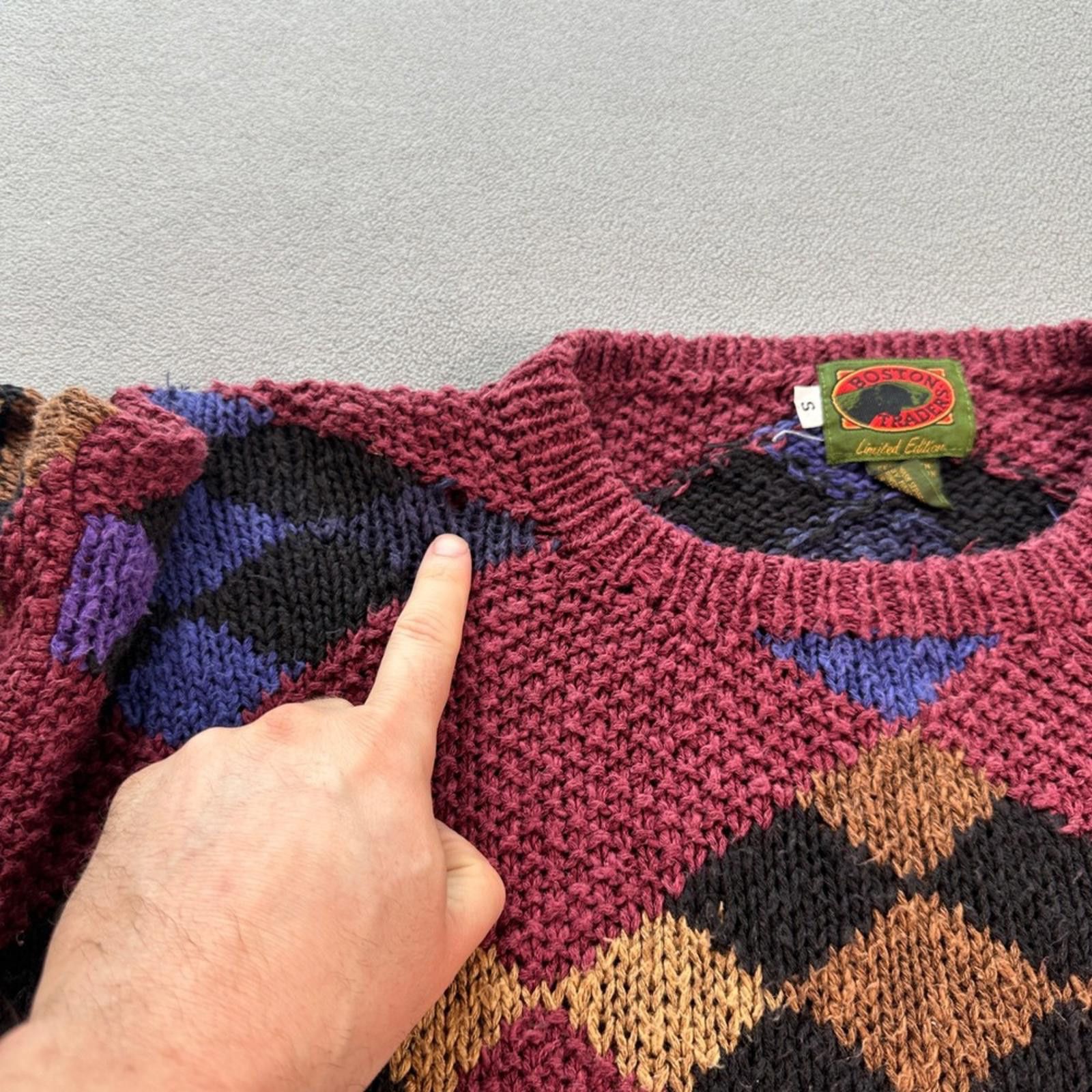 Boston Traders Boston Traders Mens Argyle Knit Sweater Chunky Burgundy Size US S / EU 44-46 / 1 - 5 Thumbnail