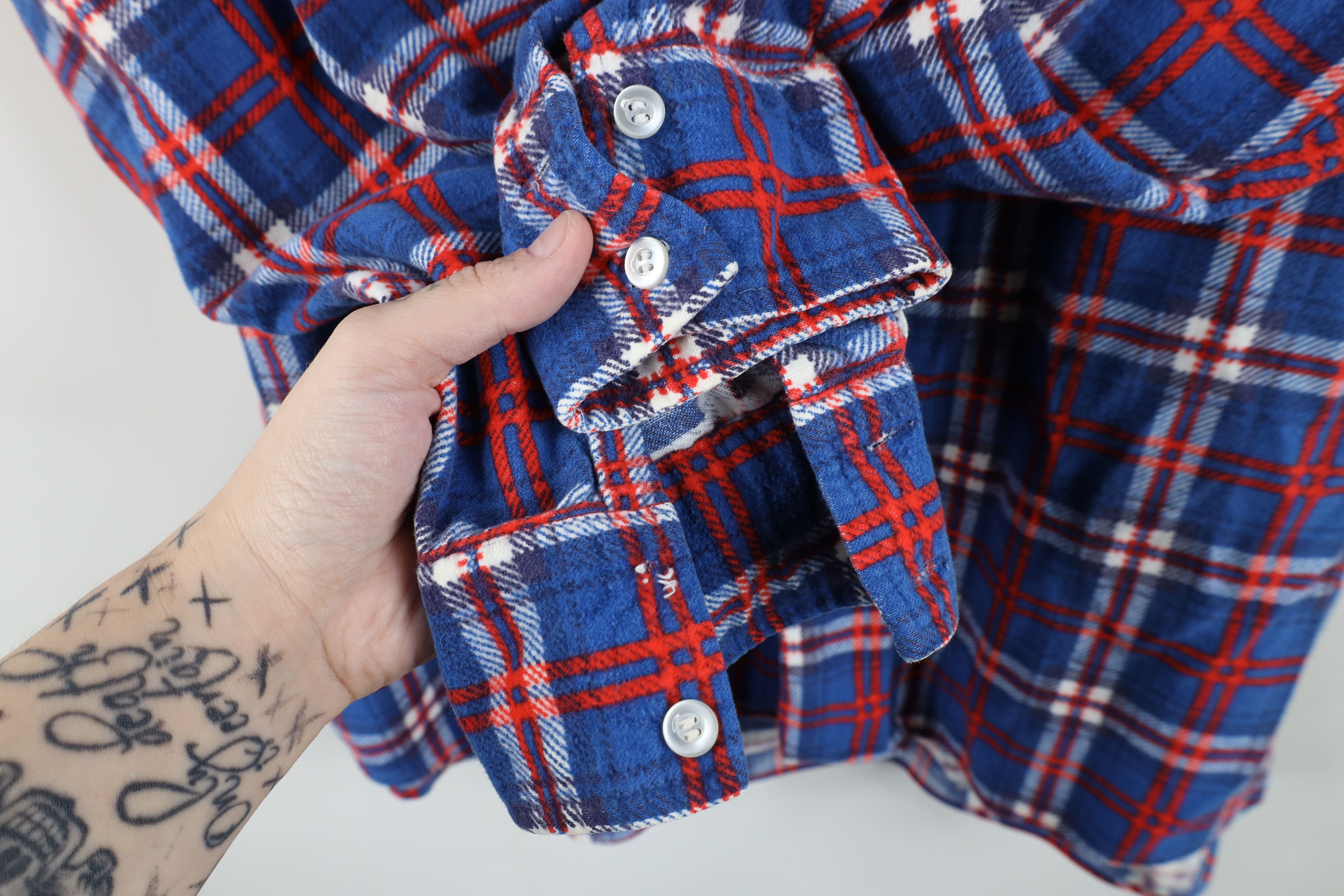 Vintage Vintage 70s Streetwear Collar Flannel Button Shirt Plaid Size US L / EU 52-54 / 3 - 5 Thumbnail