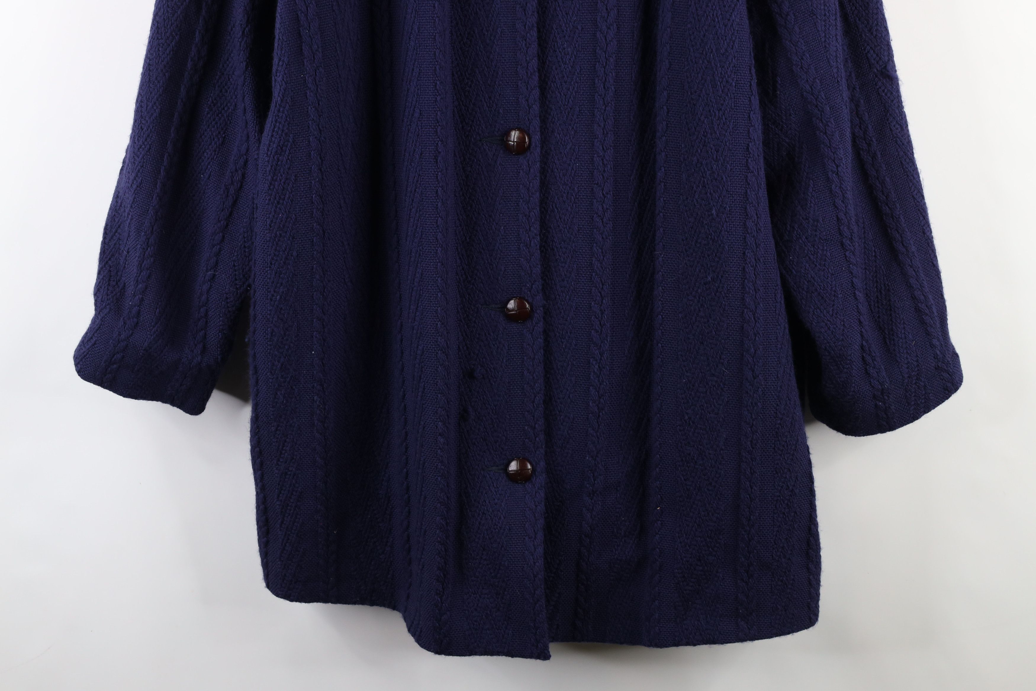 Vintage Vintage 90s Cable Knit Wool Cashmere Alpaca Jacket Blue Size XL / US 12-14 / IT 48-50 - 3 Thumbnail