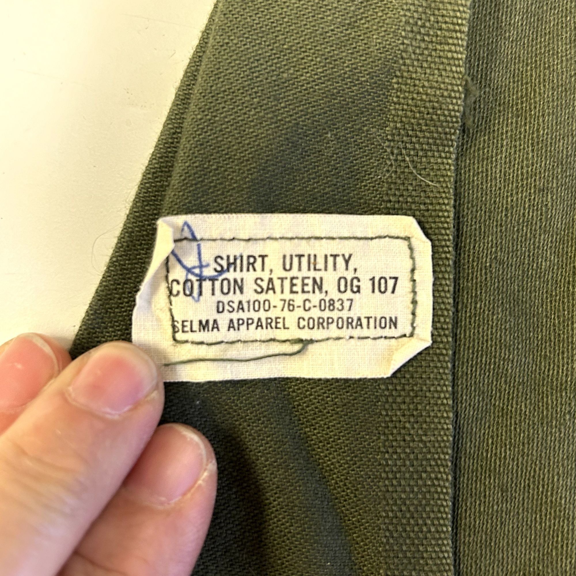 70's Vietnam Military US Navy SATEEN OG 107 Utility Shirt