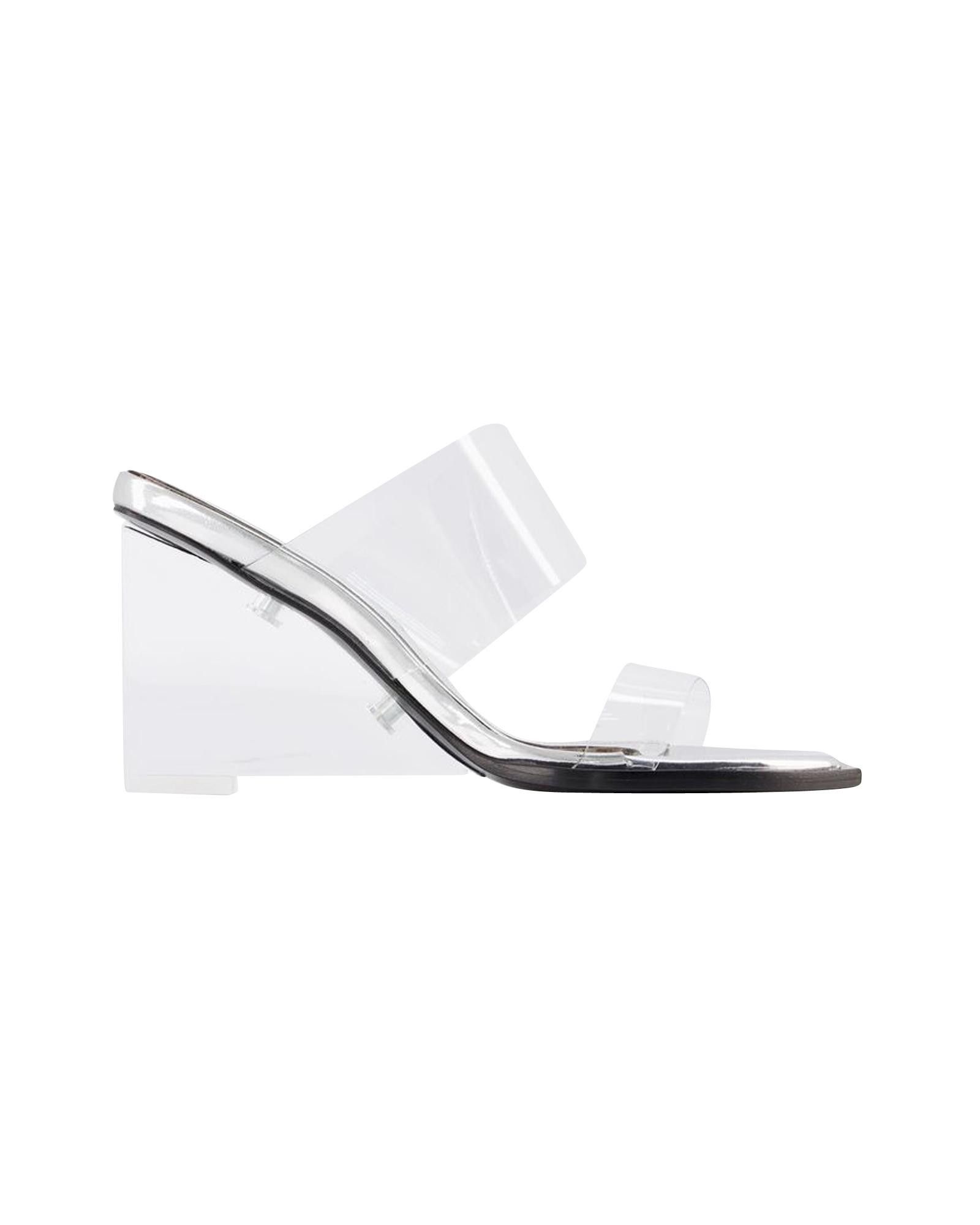 image of Alexander Mcqueen Clear Leather Square Open Toe Sandals, Women's (Size 9)