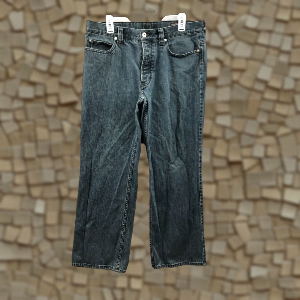 Perry Ellis Perry Ellis Jeans 34x32 Mens Dark Wash Blue Denim Mid Rise Straight Leg 5-Pocket 34 Regular Blue Size US 34 / EU 50 - 1 Thumbnail