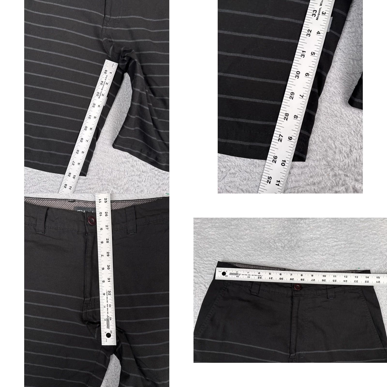 O'Neill O'Neill Mens 28 Black Striped Flat Front Chino Shorts Inseam 10 Casual Summer Logo Pockets Slash Pocket Linear Beach Size US 28 / EU 44 - 8 Thumbnail