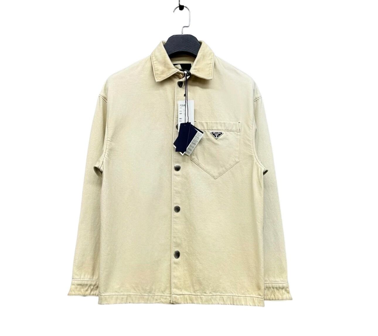 Prada Prada Distressed Triangle Logo Denim Jacket Size XS Size US XS / EU 42 / 0 - 1 Thumbnail