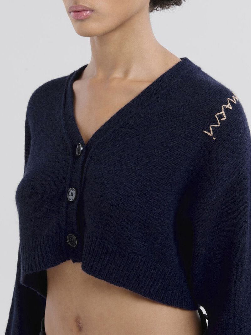 Marni o1f1d3z0326 Cashmere Cropped Cardigan in Blue Size S / US 4 / IT 40 - 4 Thumbnail
