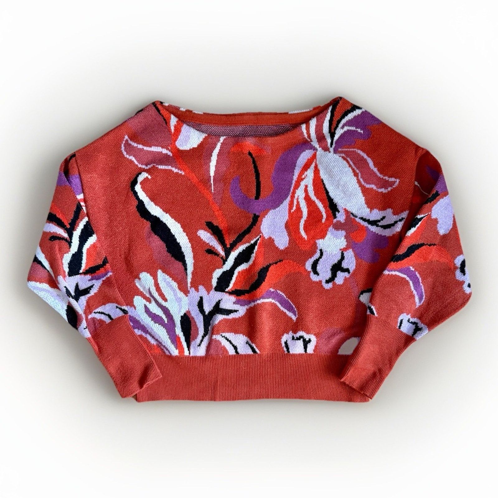 Anthropologie Maeve Boat Neck Floral Sweater Anthropologie Women's XXS P Size XS / US 0-2 / IT 36-38 - 8 Thumbnail