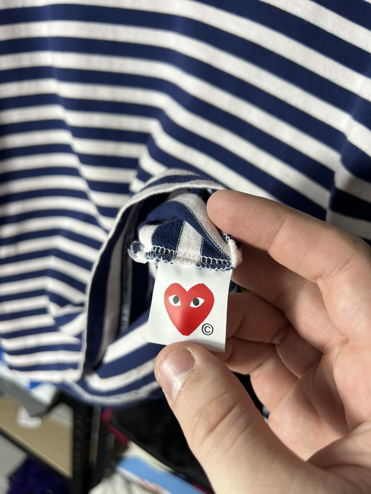 Comme des Garcons PLAY Comme des Garçons PLAY Stripe Long Sleeve T‑Shirt Navy White Size US M / EU 48-50 / 2 - 8 Thumbnail
