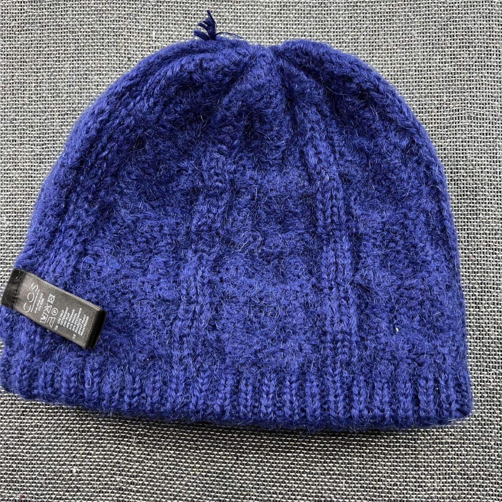 Cos COS Beanie Hat One Size Blue Cuffed Cable Knit Mohair Wool Womens - Beanie, Solid Pattern, Casual, Knitwear, COS, Women, One Size, Blue, 90s-None Size ONE SIZE - 4 Thumbnail