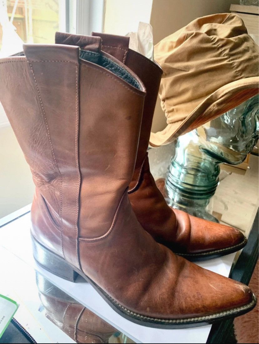 Designer × Japanese Brand × Vintage Fauzian Jeunesse Brown Leather Western Size EU 37 UK 4 £325 Size US 6.5 / IT 36.5 - 2 Thumbnail