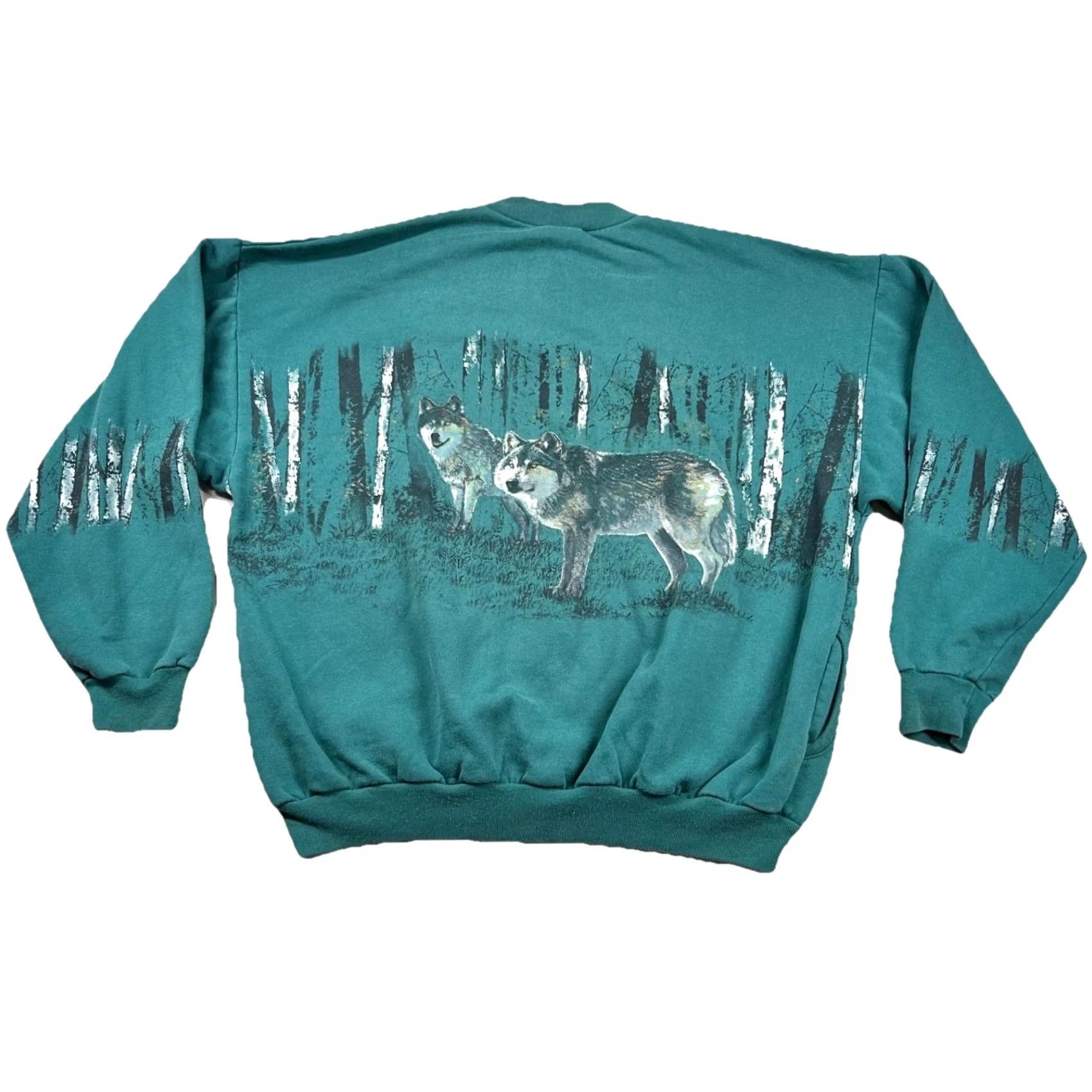 Vintage VINTAGE Art Unlimited Sweatshirt Mens XL Alaska Wolves All Over Print Graphic Nature 90s Size US XL / EU 56 / 4 - 2 Thumbnail